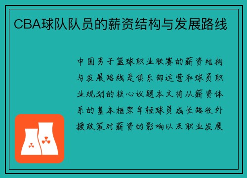 CBA球队队员的薪资结构与发展路线
